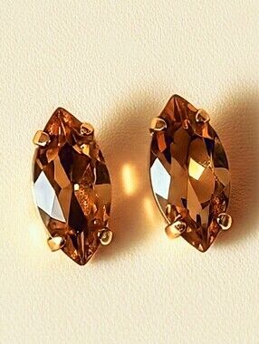 5 Total Carats Approx CITRINE Marquise Cut In Gold Plated Earrings
